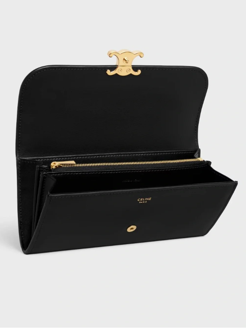 Celine Large Triomphe Wallet in Shiny Calfskin with Gold Hardware - Picture 3 of 3